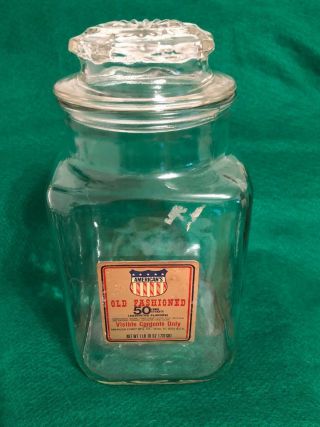 Large Glass Apothecary Candy Jar Canister W Lid Vintage Candy Label