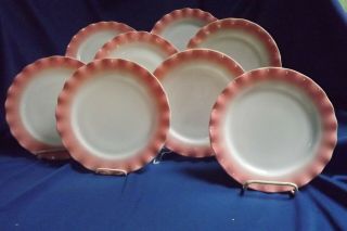 Vintage 8 Hazel Atlas Pink Ripple Crinoline 8 7/8 Inch Dinner Plates No Chips