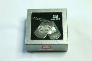 Vintage Marc Ecko Logo Silver Stainless Steel Dog Tag Watch Chain E85010g1