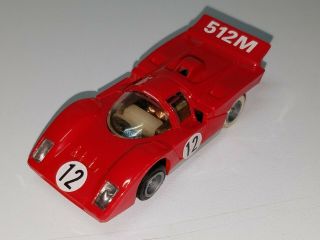 Vintage Ho Slot Car Tyco 512m Ferrari 12 Red
