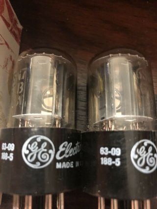Pair NOS Vacuum Tubes GE,  6SN7 GTB Grey Plates,  Copper Supports,  Side Halo 2