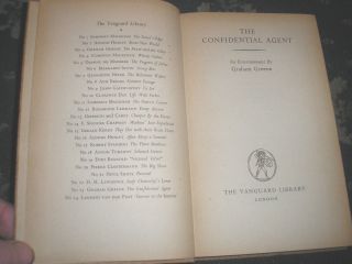 The Confidential Agent Graham Greene 1954 Hard Back No Dust Cover 247 Pages