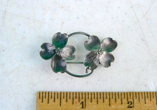 Vintage Art Nouveau Style Stuart Nye Sterling Silver Dogwood Flower brooch pin 3