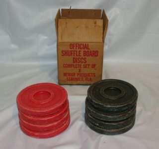Vintage Nemar Products Shuffleboard Disc Set Of 8