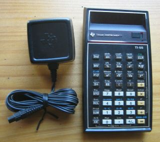 Vintage Texas Instruments Ti - 55 Calculator With Ac Adapter