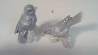 Porcelainsong Birds Wildlife Figurines Collectibles Vintage Gray White Rose Pair