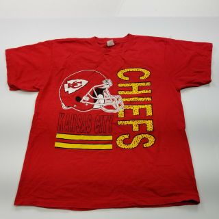 Vtg Kansas City Chiefs T Shirt Sz Xl Extra Large Red Yellow Competitor 1993 Ss