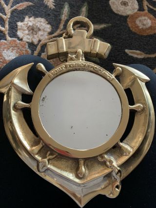 Vintage Brass Porthole Mirror Nautical Wall Decor Ship Window Very Heavy 13 X 11