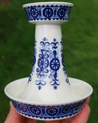 5 1/4 " Vintage Arabia Blue Antica Candlestick,  Candle Holder - Finland