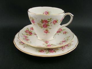 Duchess June Bouquet Trio Vintage English Bone China Tea Cup Saucer Plate C1960s