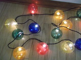 Vtg.  ?plastic Globe Lights,  Rv,  Camper,  Mantel,  21ft.  Long - 3.  3 " Globes Party,  Decorate