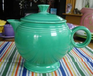 Vintage Fiesta Green Large Teapot Tea Pot W/ Lid