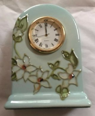 Vintage Chris Lucas Studio Pottery Miniature Mantle Clock Made In Britain
