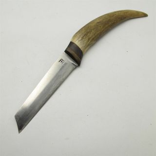 Vtg Eb Brand Custom Stag Horn Hunting Knife Custom Hand Made
