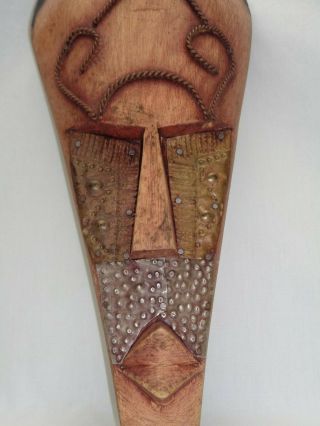 Vtg Tribal Wood Carved Face Head Mask Wall Art Eclectic Tiki Jungle Room Decor 5
