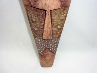 Vtg Tribal Wood Carved Face Head Mask Wall Art Eclectic Tiki Jungle Room Decor 8
