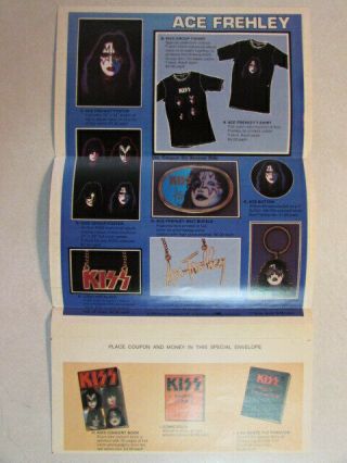 Kiss 1978 Ace Frehley Lp Vintage Insert Merch Special Merchandise Order Form Oop