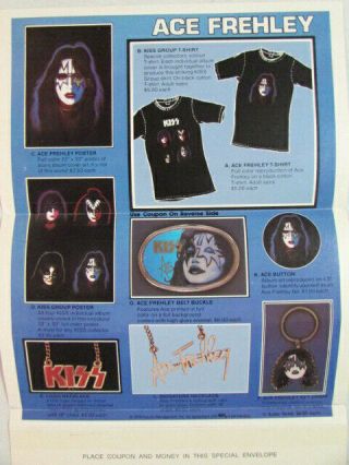 KISS 1978 ACE FREHLEY LP VINTAGE INSERT MERCH SPECIAL MERCHANDISE ORDER FORM OOP 4