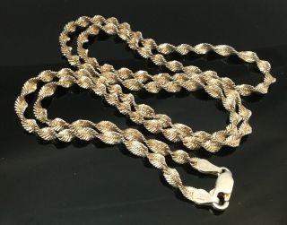 VINTAGE STERLING SILVER NECKLACE CHAIN MADE IN ITALY TWISTED DESIGN 10 GRAMS 24” 3