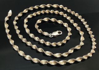 VINTAGE STERLING SILVER NECKLACE CHAIN MADE IN ITALY TWISTED DESIGN 10 GRAMS 24” 5
