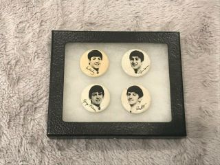 1964 Beatles 4 Pin Button Set Vintage Heads John Paul Ringo George 1.  25
