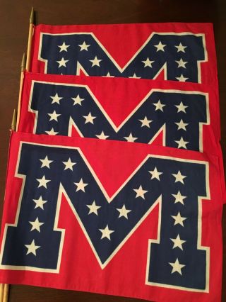 Vintage University Of Mississippi Ole Miss Rebels 3 Stadium Flags