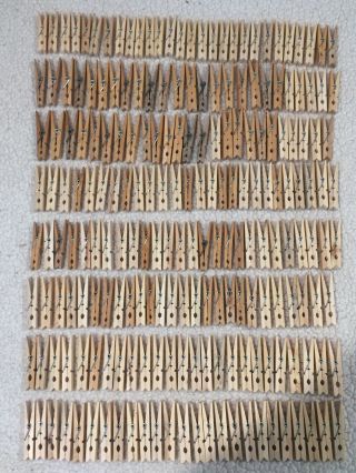 200,  Vintage Wooden Clothes Pins Clothes Pegs Hanger Craft Ornaments
