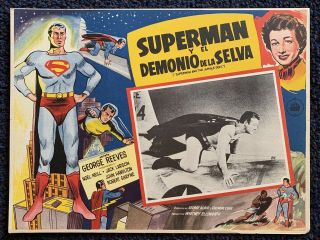 Superman And The Jungle Devil 1954 Vintage George Reeves Mexican Lobby Card