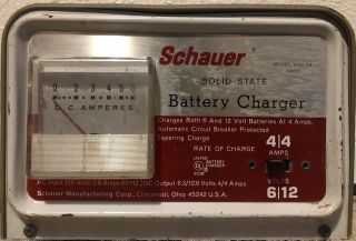 Vintage Schauer Solid State Battery Charger 4 Amp 6/12v Dc Power Usa Made
