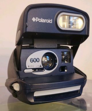 Polaroid 600 Instant Camera Blue With Side Handle