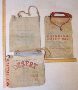 3 Vintage Auto Drinking Bags,  Desert,  Eagle & Superior