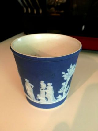 Wedgwood Jasperware Vintage Pre 1890 Small Dark Blue Dip 3,  " Jardiniere Pot