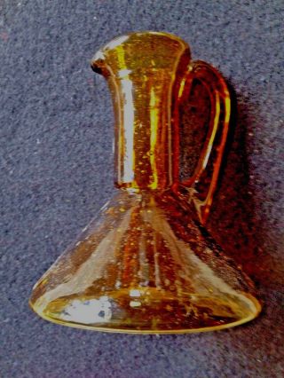 Vintage Blenko Amber Hand Blown Glass Vase With Bubbles