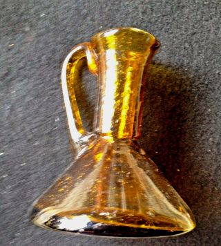 vintage blenko amber hand blown glass vase with bubbles 2