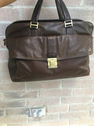 Vintage Tumi Brown Leather Briefcase Padded Laptop Bag Distressed carry on 5