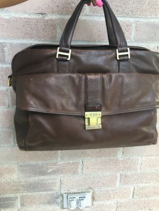 Vintage Tumi Brown Leather Briefcase Padded Laptop Bag Distressed carry on 6