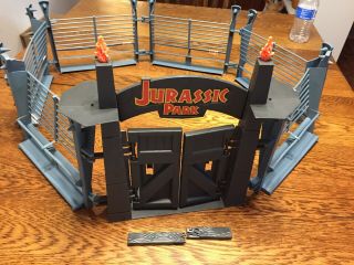 Vtg 1993 Jurassic Park Command Compound Main Gate Entrance And Fencing