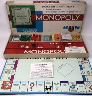 Vintage Monopoly 1961 Real Estate Trading Board Game Equipment Complete Cib