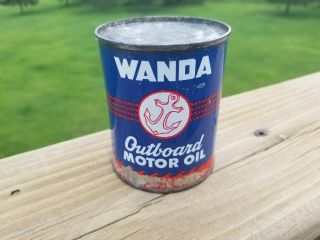 Vintage Wanda Outboard Motor Oil Can 1/2 Pint / Full