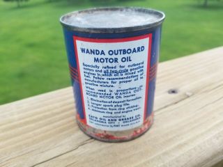 Vintage WANDA Outboard Motor Oil Can 1/2 Pint / Full 3