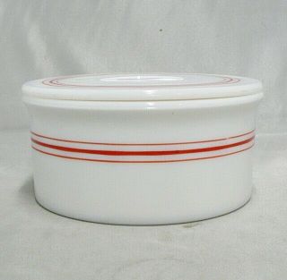 Vintage Milk Glass With Red Stripe Grease Jar