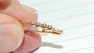 VINTAGE 14K GOLD SAFETY PIN_w/ 14K GOLD BEADS & w/ 14K GOLD HEART_All Stamped 4