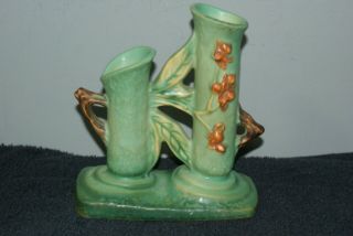 Vintage Roseville Art Pottery Bittersweet Double Bud Vase 837 - 6 " From 40s