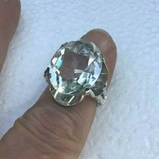 Vintage Clark & Coombs Sterling Silver And Large Cubic Zirconia Statement Ring S
