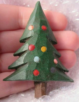 Vintage Large 3 " Carved Wood Signed Ayala Christmas Tree Brooch Pin