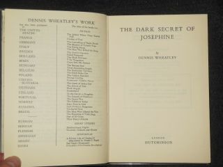 DENNIS WHEATLEY,  The Dark Secret of Josephine (1955 - 1st) Roger Brook 5 - HB/DJ 5
