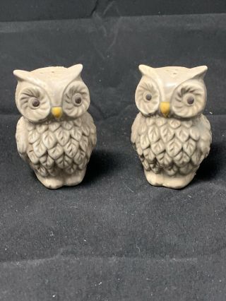Vintage Ceramic Owl Salt And Pepper Shakers Collector Figurines C