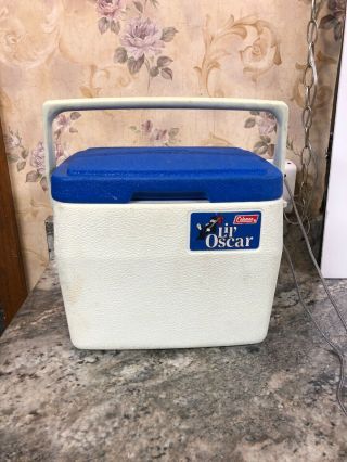 Coleman Lil ' Oscar Cooler 5272 Lunch Box Blue Lid Made in USA Vintage 1984 2