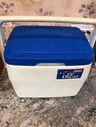 Coleman Lil ' Oscar Cooler 5272 Lunch Box Blue Lid Made in USA Vintage 1984 3