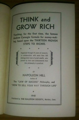 Think and Grow Rich by Napoleon Hill - Tenth Printing Published October 1942 3